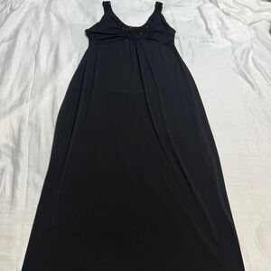 BNWT Jaclyn Smith Black Beaded V-Neck Sleeveless Maxi Dress Large